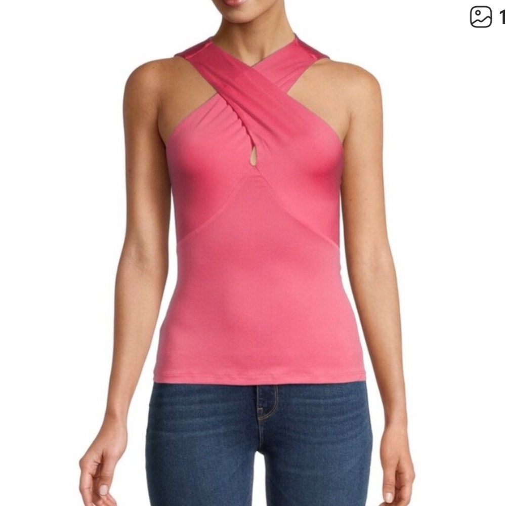BCBGMaxAzria Women's Pink Twist Knot Tank Top